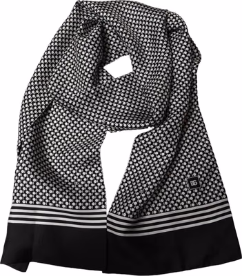 Black White Geometric Silk Neck Shawl Scarf