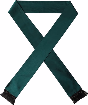 Men Green Satin Silk Fringed Lace Stole