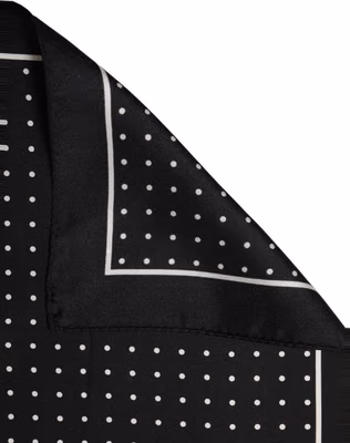 Black Polka Dot Pocket Square Foulard Scarf