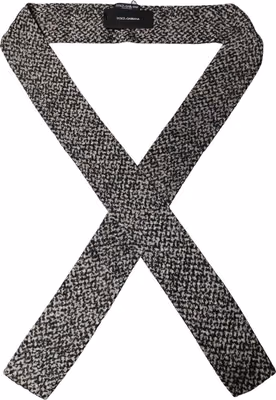 Black White Herringbone Tweed Shawl Scarf