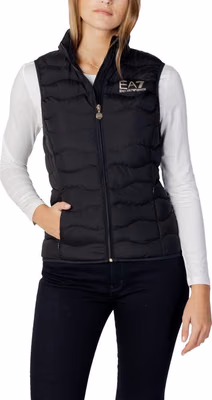 Black Polyester Sleeveless Jacket