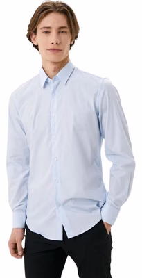 Blue Cotton Dress Shirt