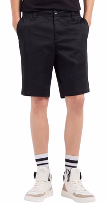 Black Cotton Bermuda Shorts