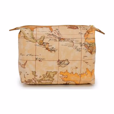 Beige Polyester Clutch Bag