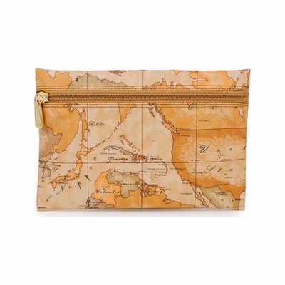 Beige Polyester Clutch Bag