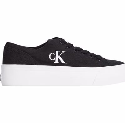 Black And White Recycled Cotton Platform Sneakers
