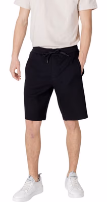 Black Cotton Bermuda Shorts