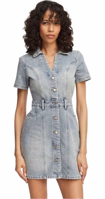Blue Cotton Midi Dress