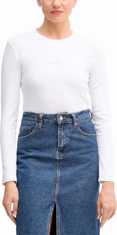 White Cotton Long Sleeve T-Shirt