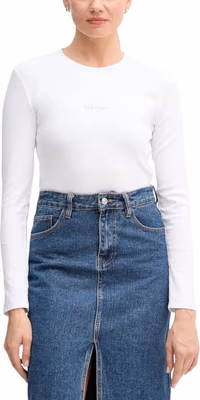 White Cotton Long Sleeve T-Shirt