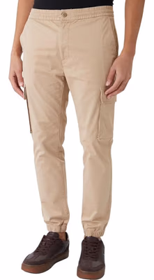 Beige Cotton Cargo Pants