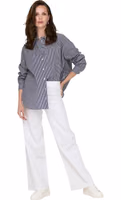 White Cotton Flared Pants 5