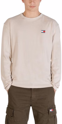 Beige Recycled Cotton Long Sleeve T-Shirt