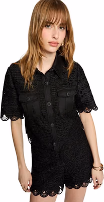 Black Polyester Shortsleeve Shirt