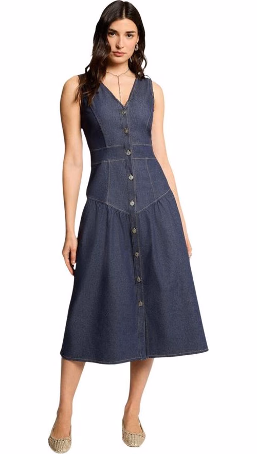 Blue Cotton Long Dress