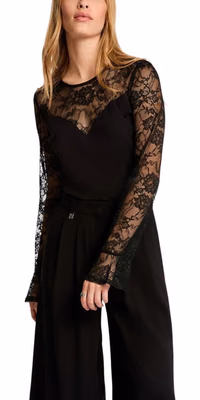 Black Viscose Long Sleeve T-Shirt