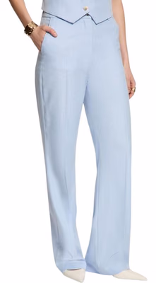 Blue Polyester Dress Pants