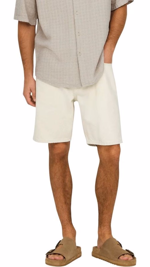 Beige Cotton Bermuda Shorts