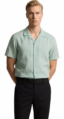 Green Linen Shortsleeve Shirt
