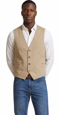 Beige Cotton Waistcoat