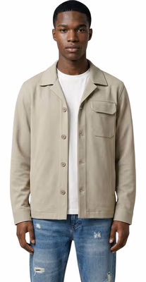 Beige Polyester Full-Length Jacket