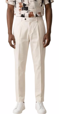 Beige Cotton Casual Pants