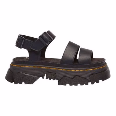 Black Leather Flat Sandals
