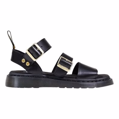 Black Leather Flat Sandals
