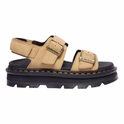 Beige Leather Platform Sandals