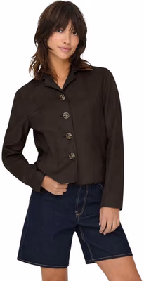 Brown Polyester Full-Length Jacket