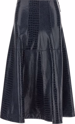 Blue Viscose Midi Skirt