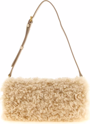 Beige Polyester Clutch Bag