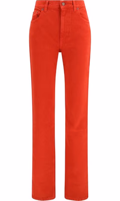 Red Cotton Slim Fit Jeans
