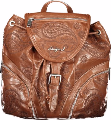Brown Polyurethane Women's Backpack