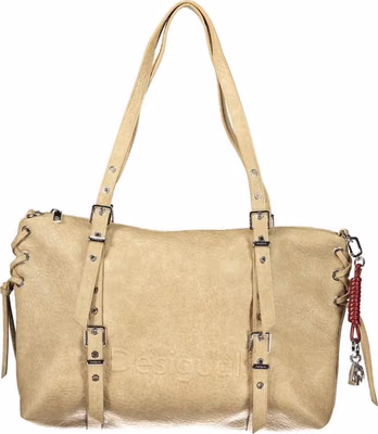 Beige Polyurethane Women's Bag