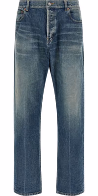 Blue Cotton Tapered Jeans