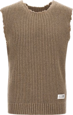 Beige Wool Sleeveles Sweater