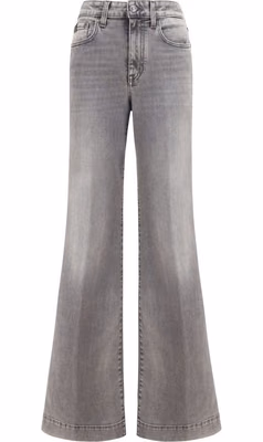 Gray Cotton Flared Jeans