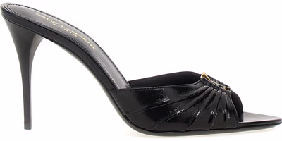 Black Lamb Leather Stiletto Heel Sandals