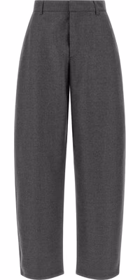 Gray Virgin Wool Casual Pants