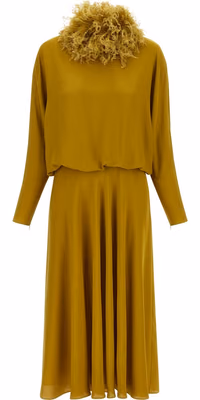 Bicolor Silk Midi Dress