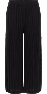 Black Polyester Casual Pants