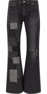 Black Cotton Flared Jeans