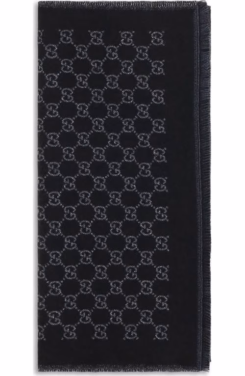 Black Wool Oves Aries Foulard