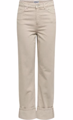 Beige Cotton Mom Jeans