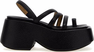 Black Calfskin Stiletto Heel Sandals