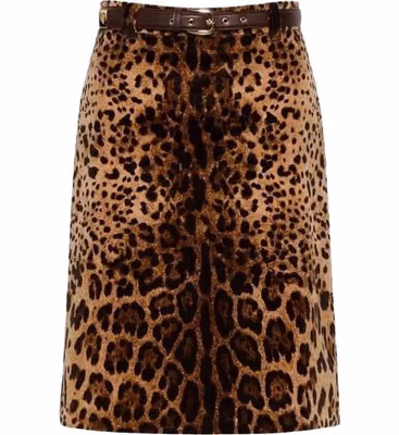 Brown Cotton Midi Skirt