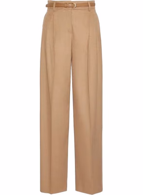 Brown Virgin Wool Casual Pants