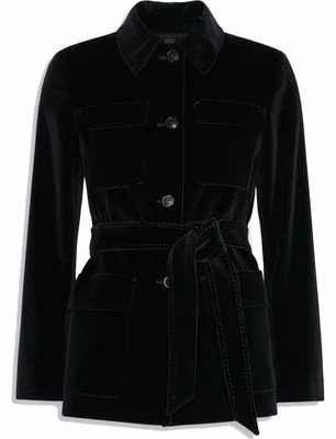 Black Cotton Full-Length Jacket