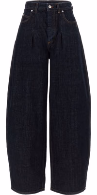 Blue Cotton High-Waisted Jean
